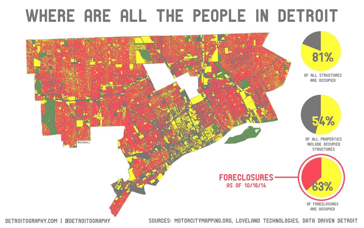 Detroit poboación mapa