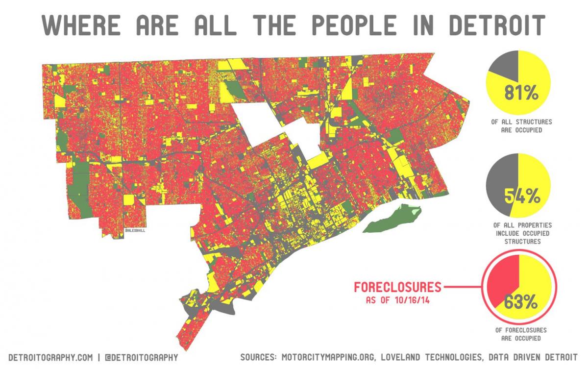 Detroit poboación mapa
