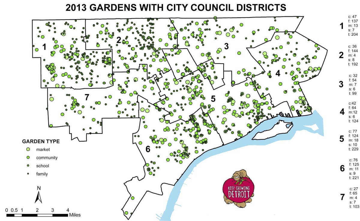 mapa de Detroit xardín