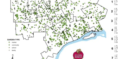 Mapa de Detroit xardín